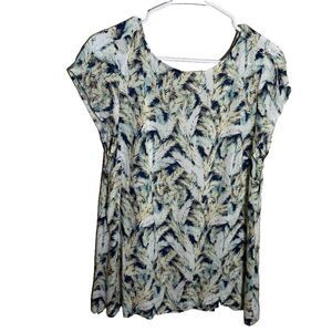 J Jill Blouse Women's Medium Round Neck Short Sleeve Floral Colorful Top